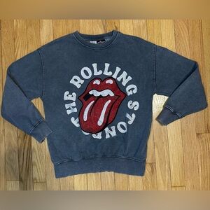 Zara Crewneck Charcoal  - The Rolling Stones with Rhinestones